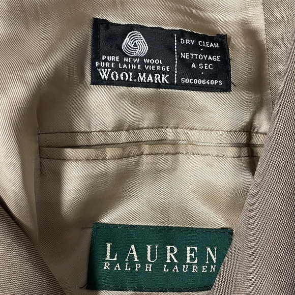 LRL Ralph Lauren Suit Jacket Blazer Sport Coat Brown 44R Tan Neutral Classic - Picture 6 of 8
